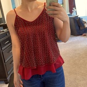 Dina be red beaded top